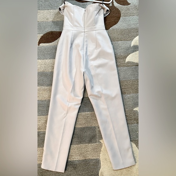 Lavish Alice Pleated Cowl Bandeau Strapless Jumpsuit in Blue Grey - Picture 7 of 11